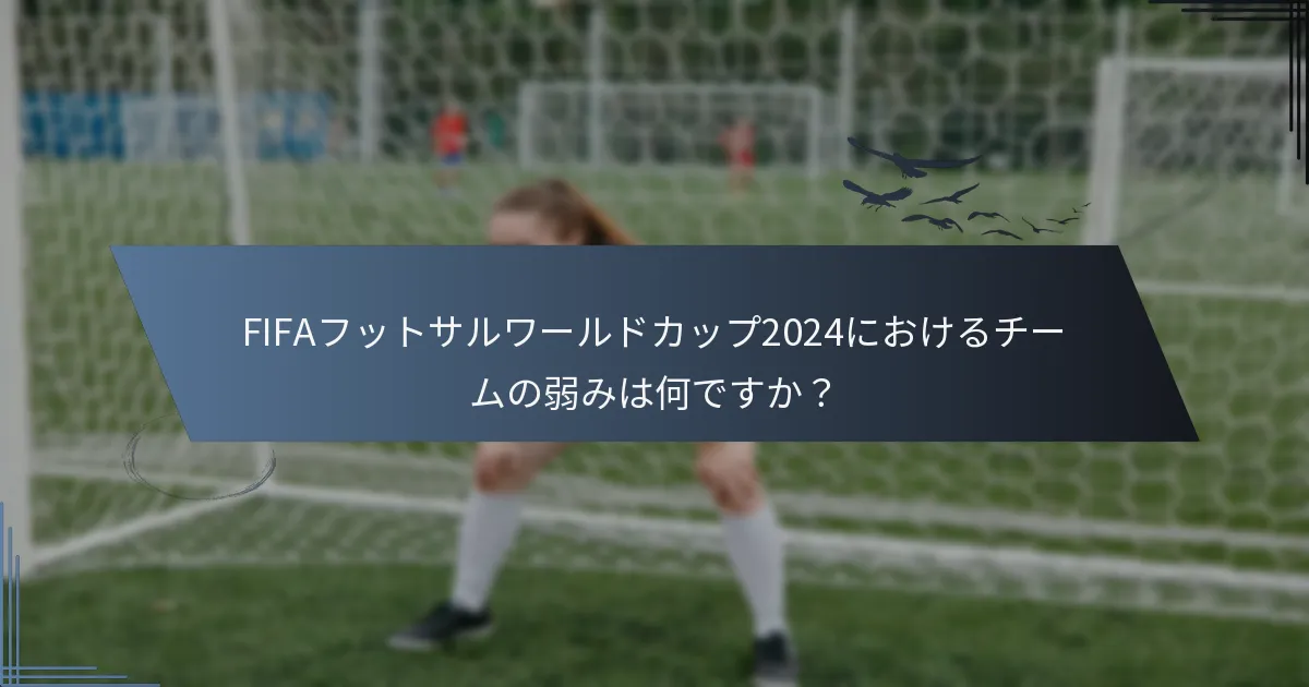 FIFAフットサルワールドカップ2024におけるチームの弱みは何ですか？